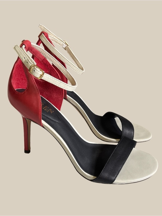 Lauren Ralph Lauren Shoes - Lauren Ralph Lauren Gretchen Leather Stiletto Ankle Strap Heels Red Black White